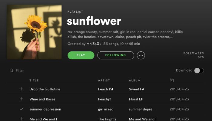 Sunflower Playlist 