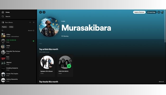 Layout design of Spotify Profile